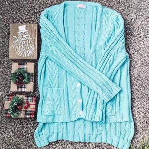 The Pink Lily Boutique aqua sweater cardigan